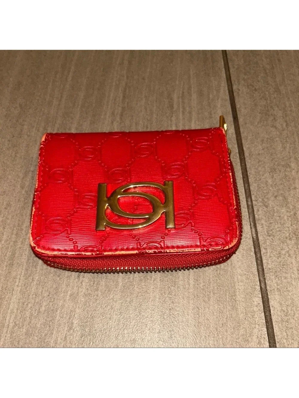 BEBE Red Leather Women’s Wallet with Gold Logo